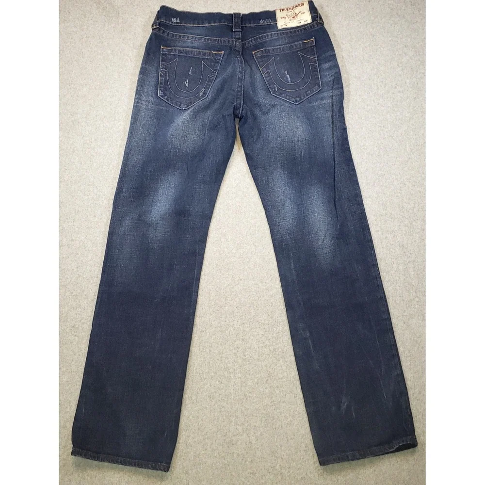 True Religion Ricky Relaxed‎ Straight Jeans Mens Dark Wash Sz 31 Waist is 33